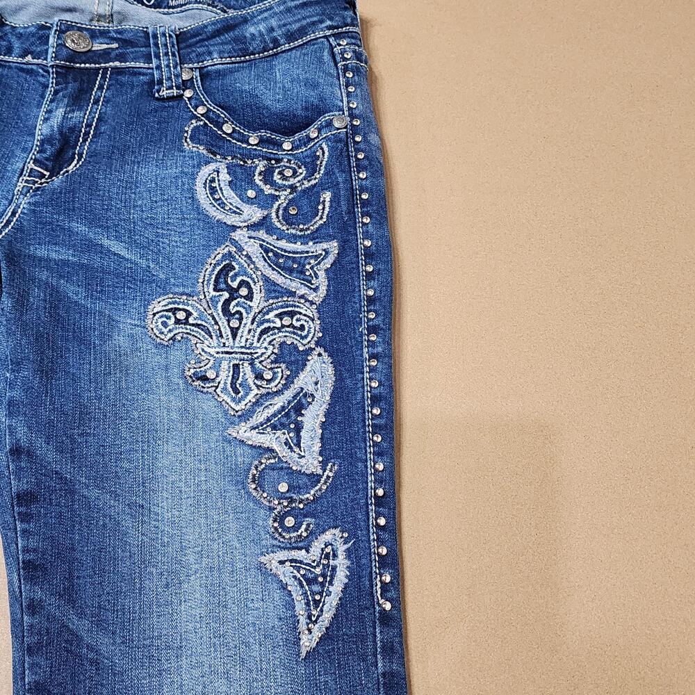Trinity Ranch Jeans Womens 9 Blue Bootcut Embroidered Rhinestone Studded - Picture 6 of 16
